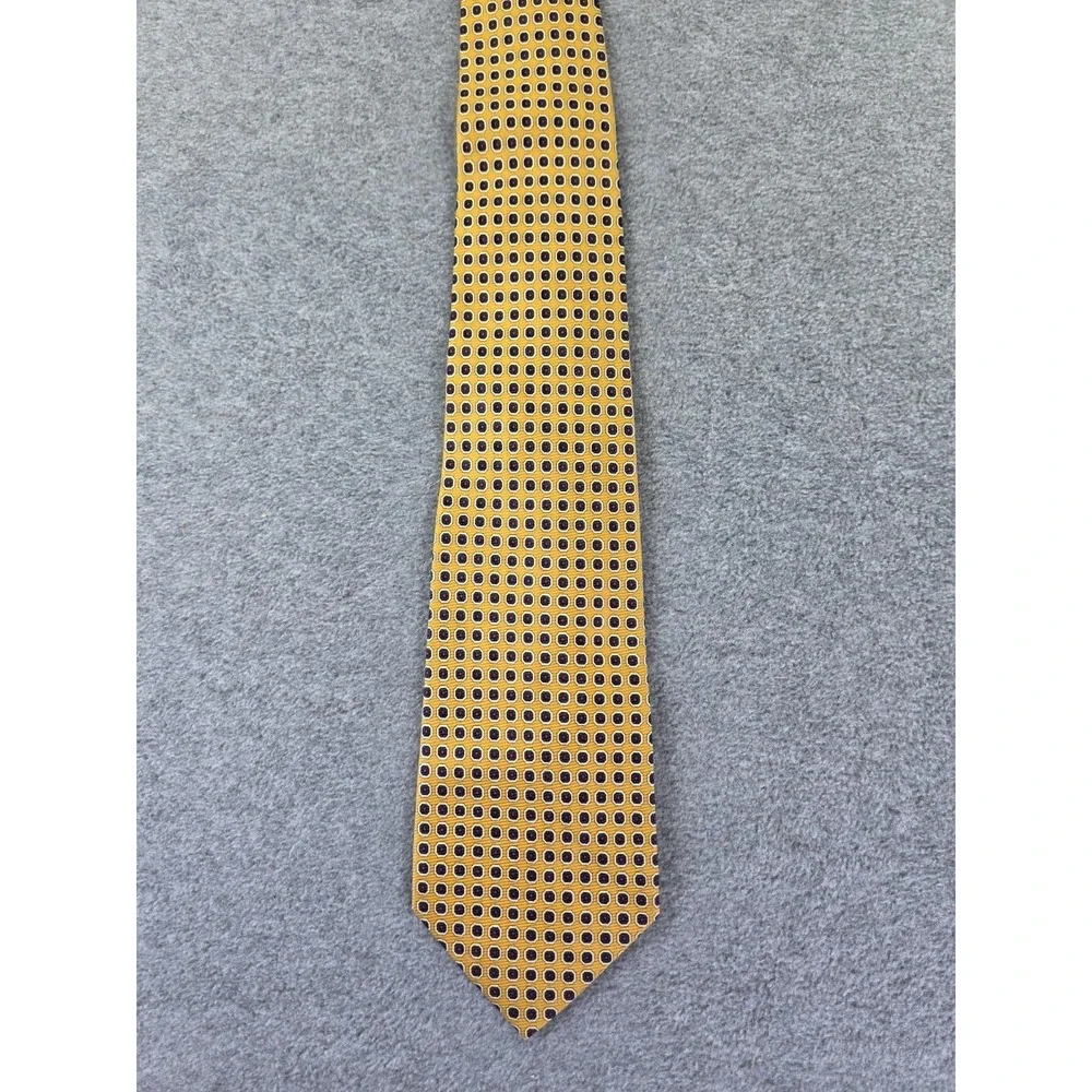 Polo Ralph Lauren Silk Tie Mens Mustard Gold Geometric Medallion Foulard Preppy